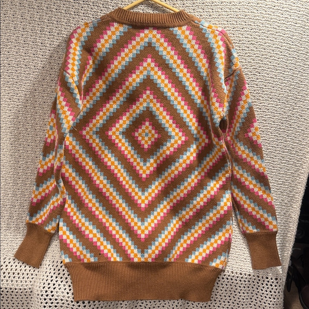 Victor Glemaud Multicolor Women’s Diamond Patterned Sweater L - Picture 5 of 9